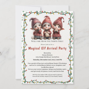 Welcome Elf Party North Pole Arrival Celebration Invitation