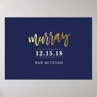 WELCOME EVENT POSTER faux gold name navy 28x20
