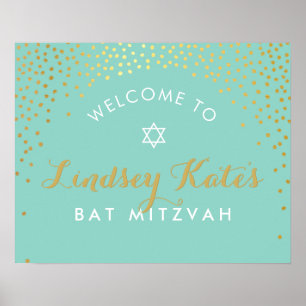WELCOME EVENT POSTER mini gold confetti mint