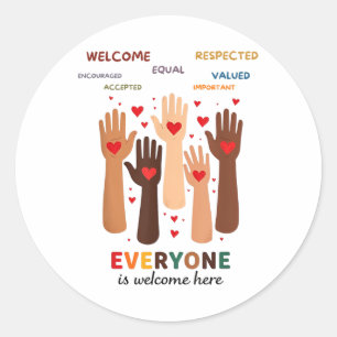 Welcome Everyone Is Welcome Here Idaho Teacher Classic Round Sticker