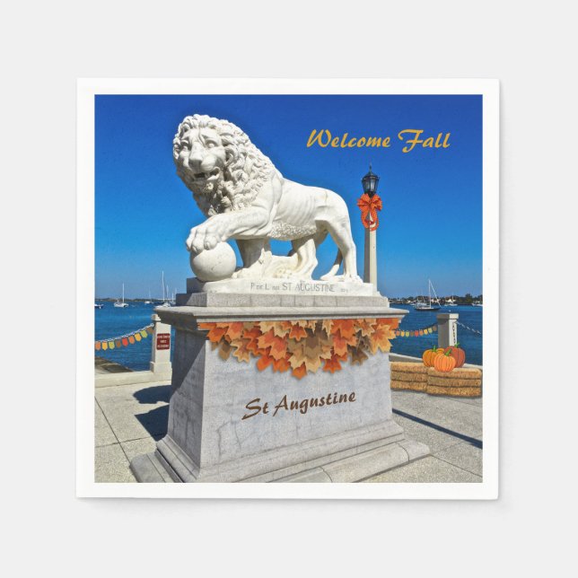 Welcome Fall Coastal St Augustine Florida Napkin (Front)