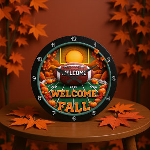 Welcome Fall Football Large Clock