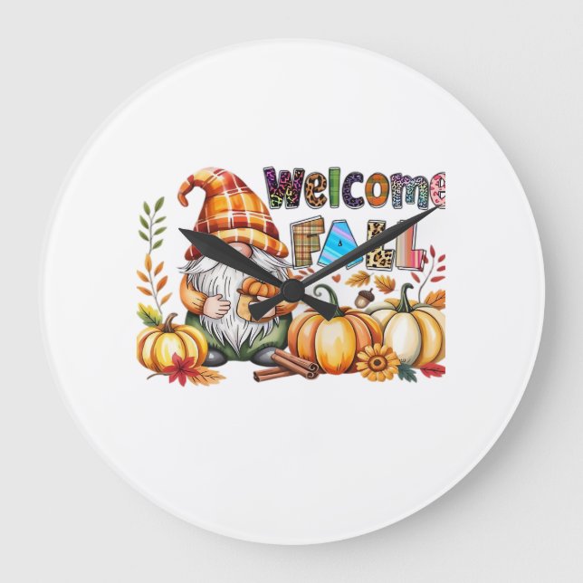 Welcome Fall Gnomes Classic T-Shirt.png Large Clock (Front)