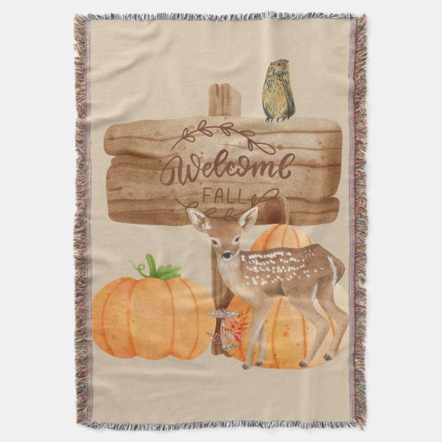 Welcome Fall Home Decor Throw Blanket (Front Vertical)