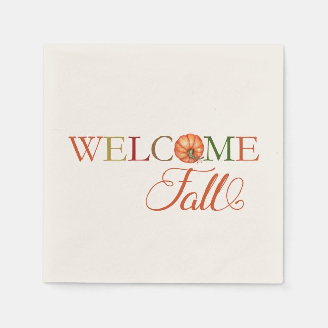 Welcome Fall Pumpkin Napkin (Front)