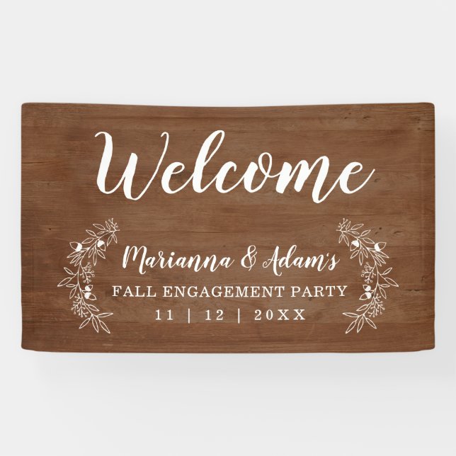 Welcome Fall Wedding Engagement Party Wood Banner (Horizontal)