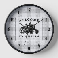 Welcome Family Name Farm Tractor White Plaid