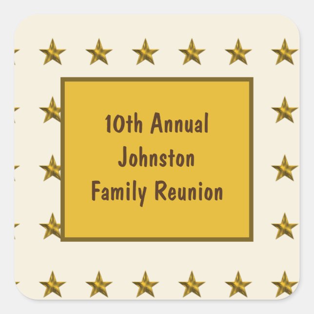 Welcome Family Reunion Gold Star Annual Big Event Square Sticker (Front)