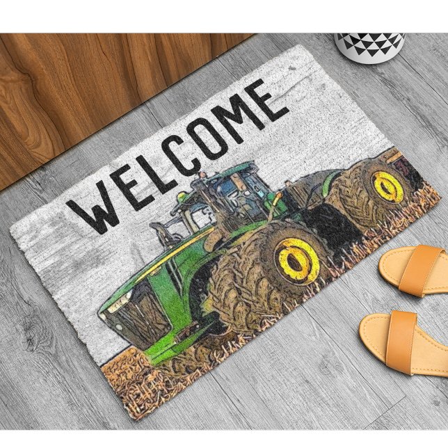 Welcome Farm Family Tractor Equipment Tillage Doormat (Creator Uploaded)