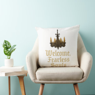 Welcome, Fearless Souls Gothic Halloween Elegant Cushion