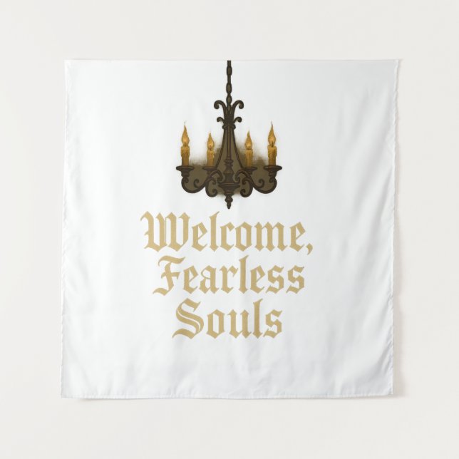 Welcome, Fearless Souls Halloween Gothic Candle Tapestry (Front)