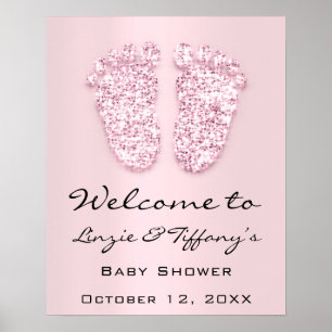 Welcome Feet Baby Shower New Girl Pink Baby Poster