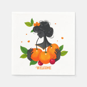 Welcome-Feminine Fruit Art Print – Citrus Girl Napkin