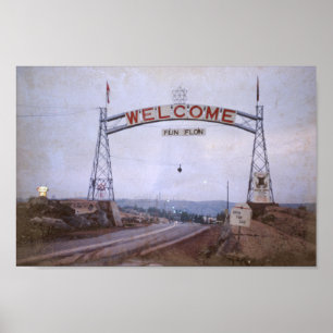 Welcome Flin Flon Manitoba Canada Retro Poster