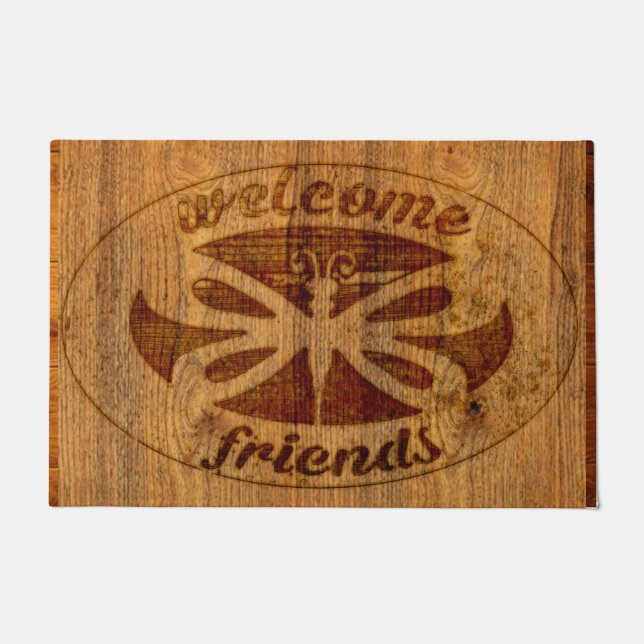 Welcome Friends Dragonfly Door Mat (Front)