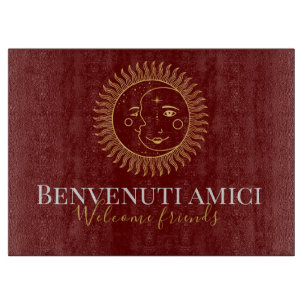 Welcome Friends English / Italian Charcuterie Cutting Board