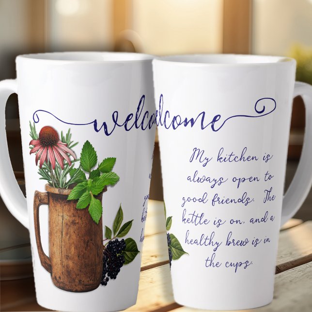 Welcome Friends Herbal Tea Kitchen Latte Mug (Creator Uploaded)
