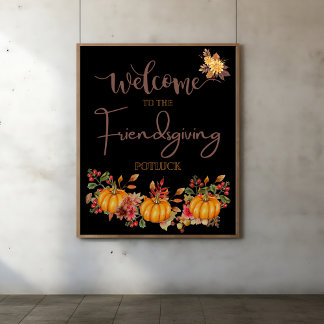 Welcome Friendsgiving Potluck Autumn Celebration Poster
