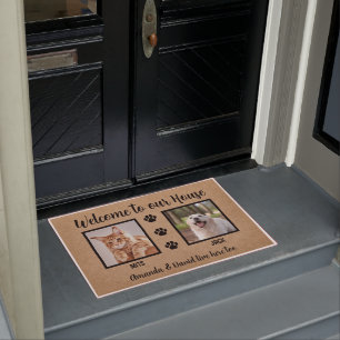 Welcome Funny Dogs House Custom 2 Pet Photo Doormat