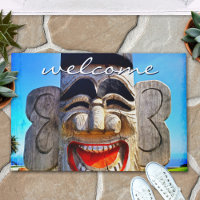 Welcome Funny Wood Totem Face Laughing Smile