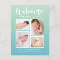 Welcome Gallery Modern Birth Announcement Postcard