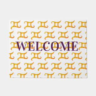 Welcome Gold Gemini Astrology Sign Doormat