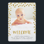 Welcome | Gold Modern Photo Birth Announcements<br><div class="desc">Announce your bundle of joy in style with these sophisticated,  modern birth announcements featuring your favourite photo and a gold confetti motif.

View more stylish and modern birth announcements in the Wander Paper Co store.</div>
