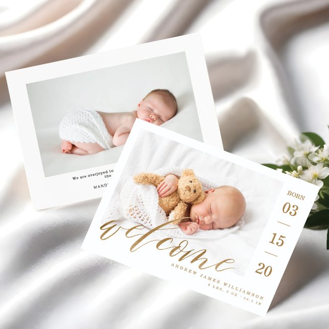 Welcome Gold Script Baby Birth Stats & Photo Announcement (Welcome Gold Script Baby Birth Stats & Photo Announcement)