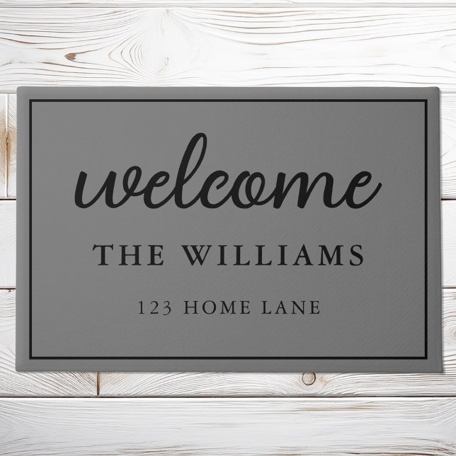 Welcome Grey Family Name Personalised Doormat (Creator Uploaded)
