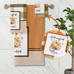 Welcome Guest - Be Grateful Autumn Decor Bath Towel Set