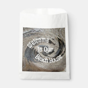 Welcome Guest Rustic Brown Mosaic Beach House Favour Bags