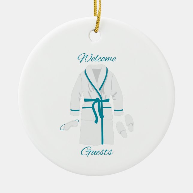 Welcome Guests Ceramic Tree Decoration (Front)