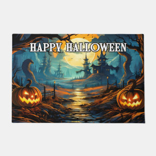 Welcome   Halloween Spooky Pumpkins Doormat