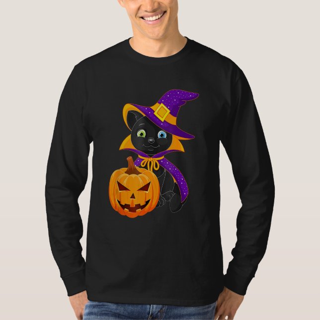Welcome Happy Hat Cat Halloween 2023 Devil Face Pu T-Shirt (Front)
