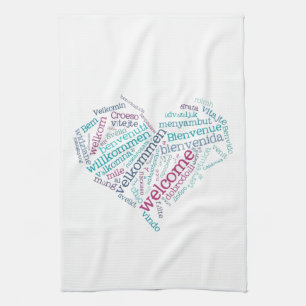 Welcome Heart (many languages) Kitchen Towels