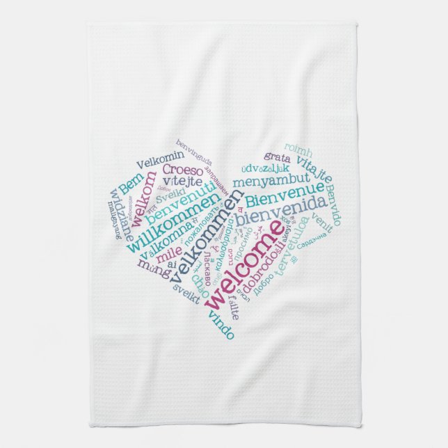 Welcome Heart (many languages) Kitchen Towels (Vertical)