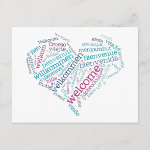 Welcome Heart (many languages) Postcard