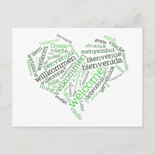 Welcome Heart (many languages) Postcard