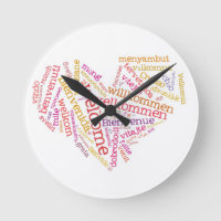 Welcome Heart (many languages) Wall Clock