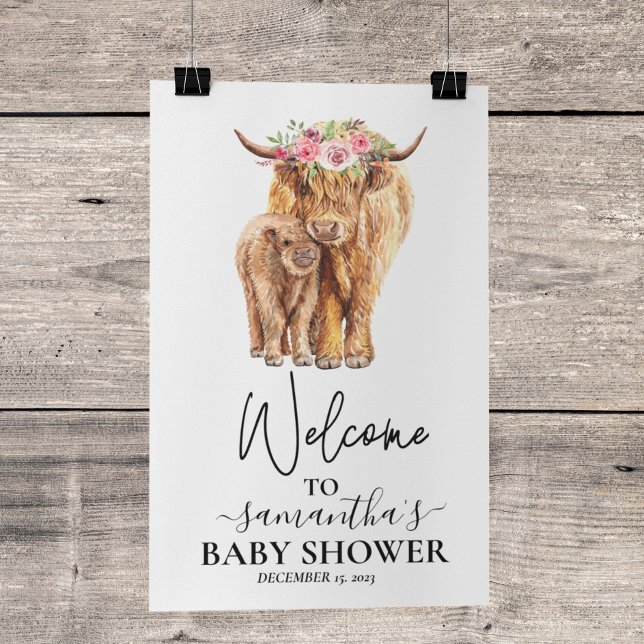  Welcome Highland Cow Calf Baby Shower  Poster (Creator Uploaded)