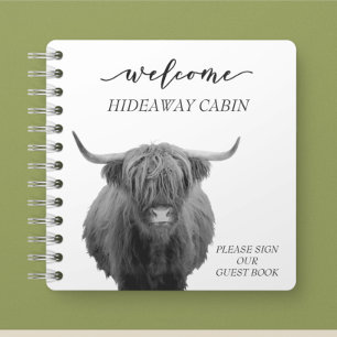 Welcome Highland Cow Farmhouse Cabin Home Rental  Notebook