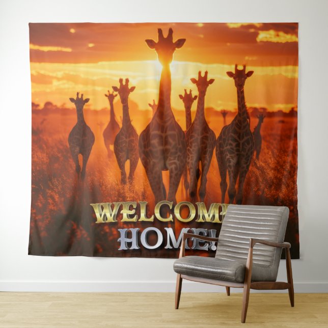 Welcome Home African Animals - Giraffe Backdrop  Tapestry (In Situ (Horizontal))