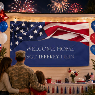 Welcome Home American Flag Blue Military Banner