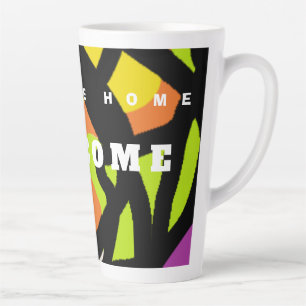 WELCOME HOME ART PATTERNS ON BLACK LATTE MUG