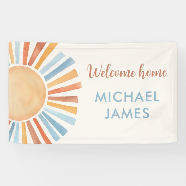 Welcome home baby boy sun boho sunshine banner (Horizontal)