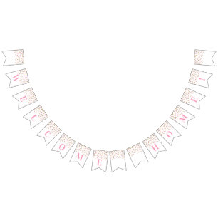 Welcome Home Banner Pink Gold Confetti