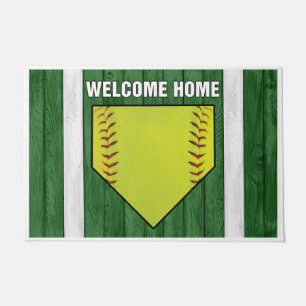 Welcome Home Baseball Design Doormat