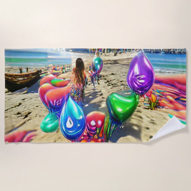 Welcome Home Beach Balloons Sand Beach Towel (Front)