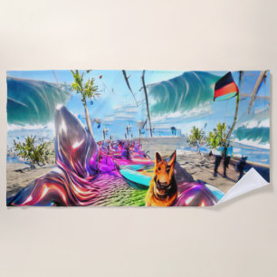 Welcome Home Beach Family German Shepherd Dog Towel
