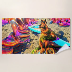 Welcome Home Beach Family German Shepherd Dog Towel